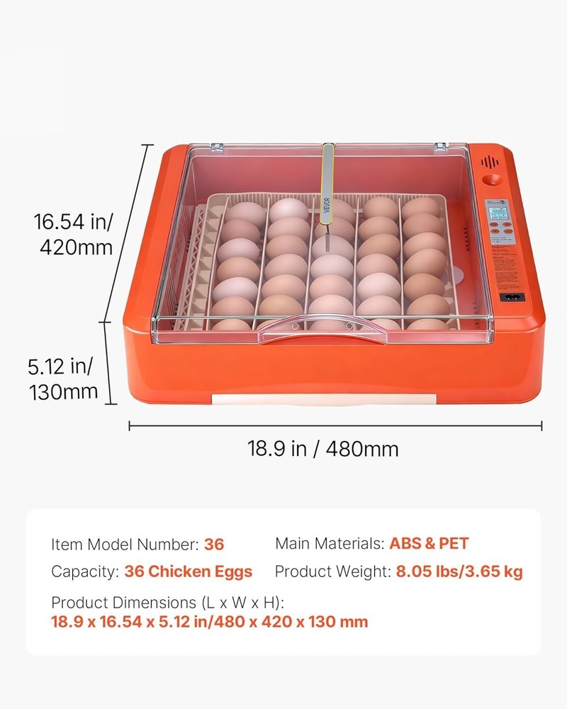 MATICOOPX 20 Egg Incubator with Humidity Display Egg Candler Automatic Egg Turne