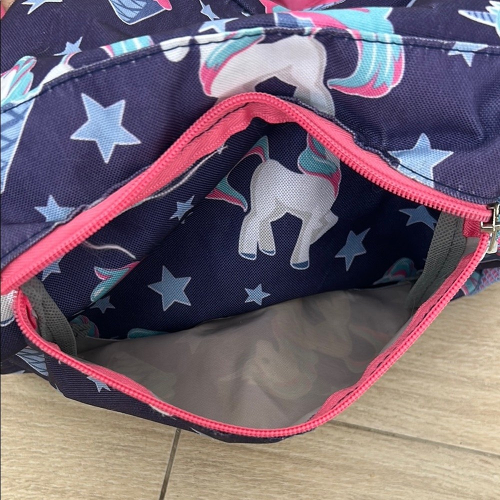 Unicorn Print Backpack with Pink Interior
