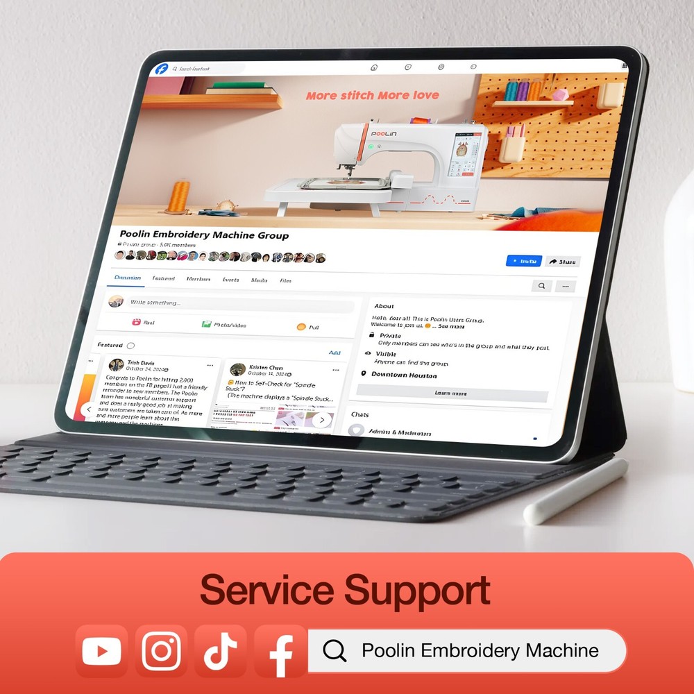 POOLIN EOC06 Computerized Embroidery Machine 7.9*11 Large area LCD Touch Screen