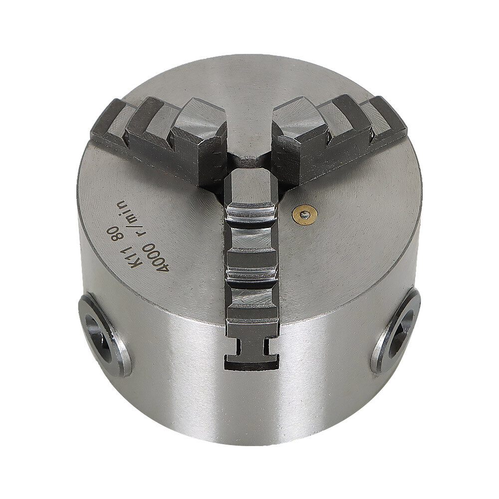 Lathe Chuck K11-80 3" 3-Jaw Self-Centering Design 80mm Steel Grinding Jaw