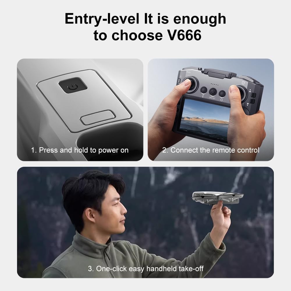 Hobby RC Drone with 180° Adjustable HD Camera & Large Screen Controller, Grey