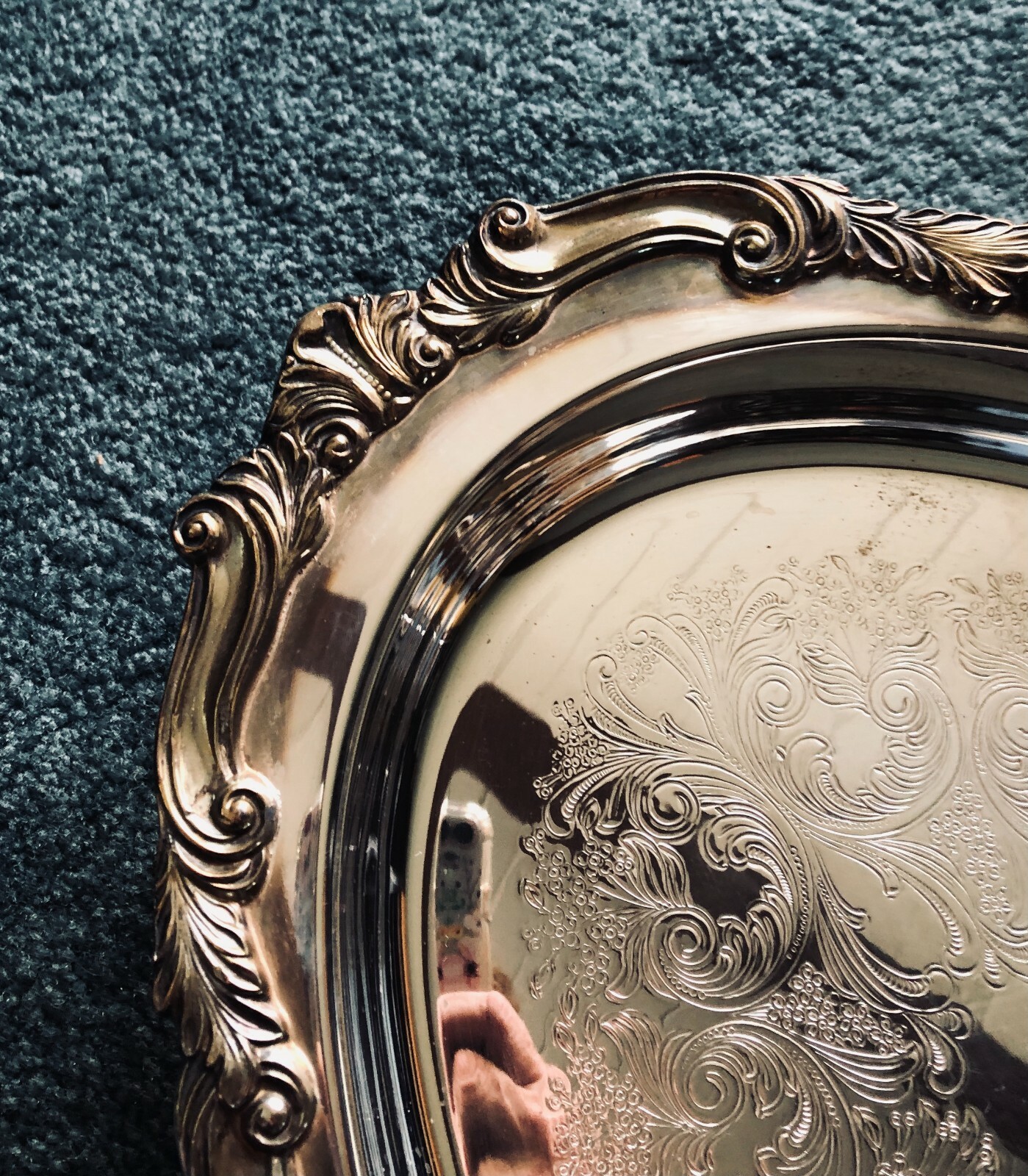 Vintage Large Oval Silver Plate Footed Serving Dish&Pyrex Insert Mint Condition