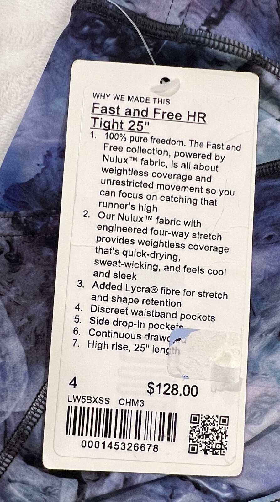 Luluemon Fast Free Tight Women's Size 4 Chromasphere Multi CHM3 25"