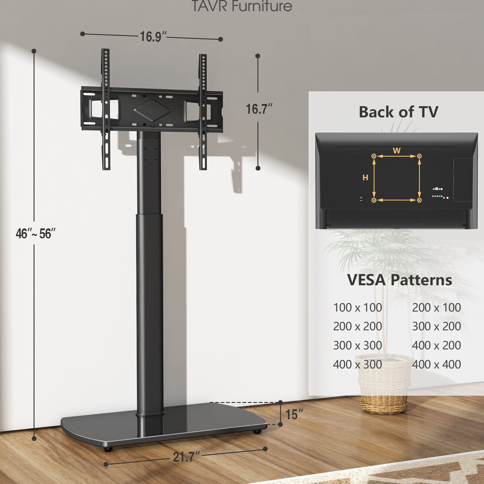 TAVR Universal Swivel Floor TV Stand with Mount for 27 to 65 inch TVs