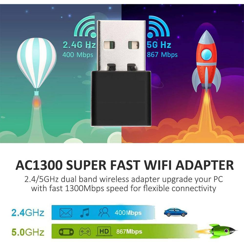 1300Mbps USB Wifi Adapter for Pc-Tiny Size Wireless Network Adapter for Desktop