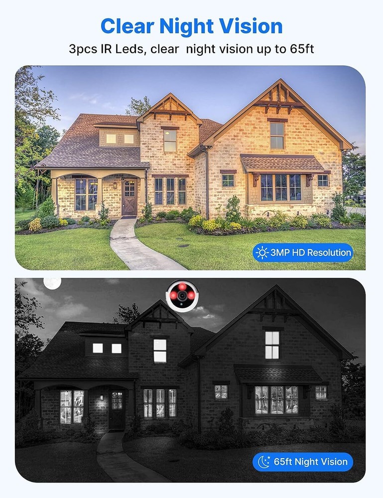 2K 3MP Outdoor WiFi Security Camera For Hiseeu Wireless Security Camera System