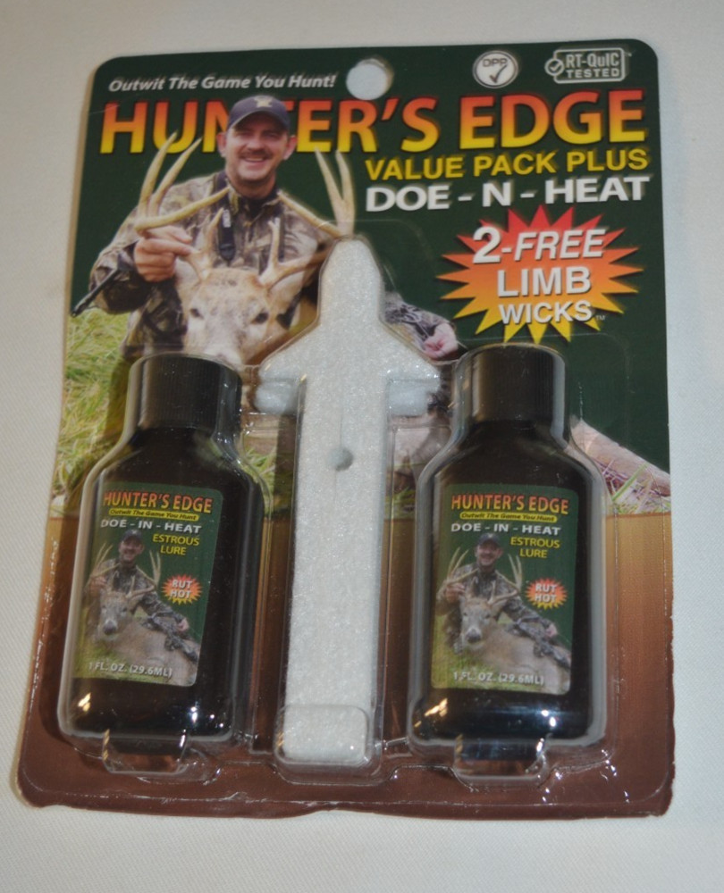 HUNTER'S EDGE - VALUE PACK PLUS DOE-N-HEAT DEER LURE !! INCLUDES TWO LIMB WICKS