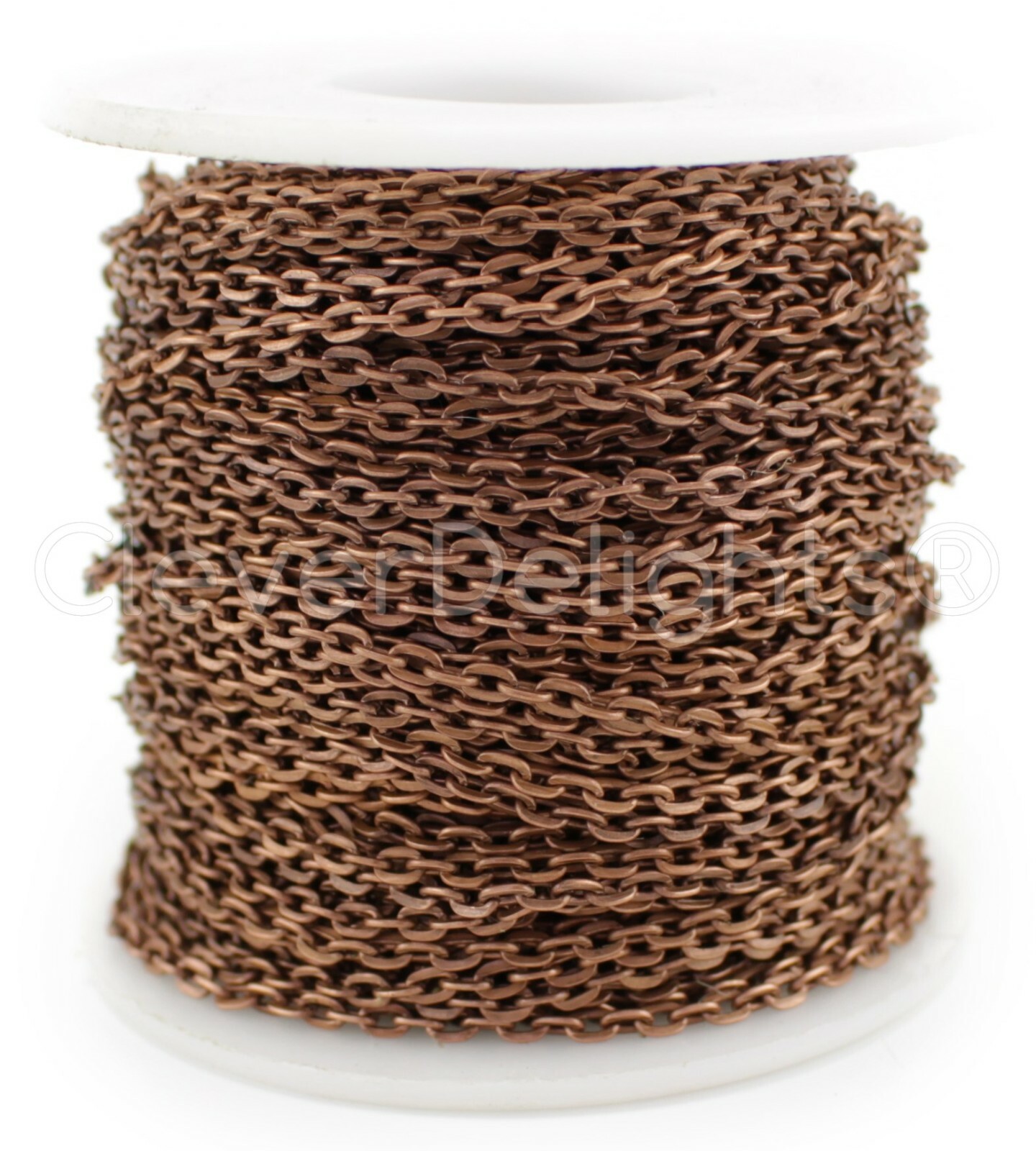 Cable Chain - 3x4mm Link - Antique Copper Color - 30 100 Feet - Bulk Craft Spool