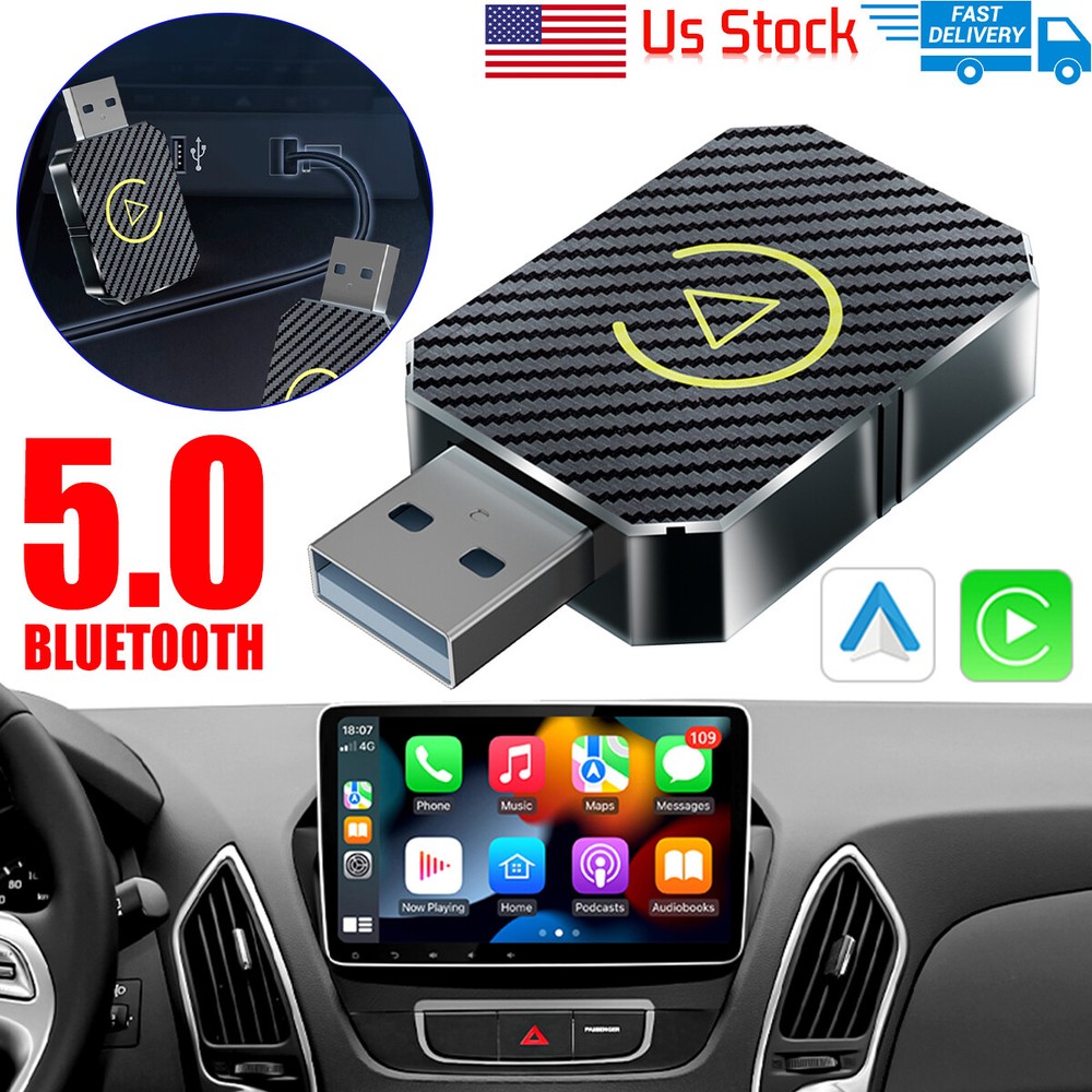 2 in 1 Wireless Carplay Adapter Android Auto Adapter USB Car Dongle Connect Box.