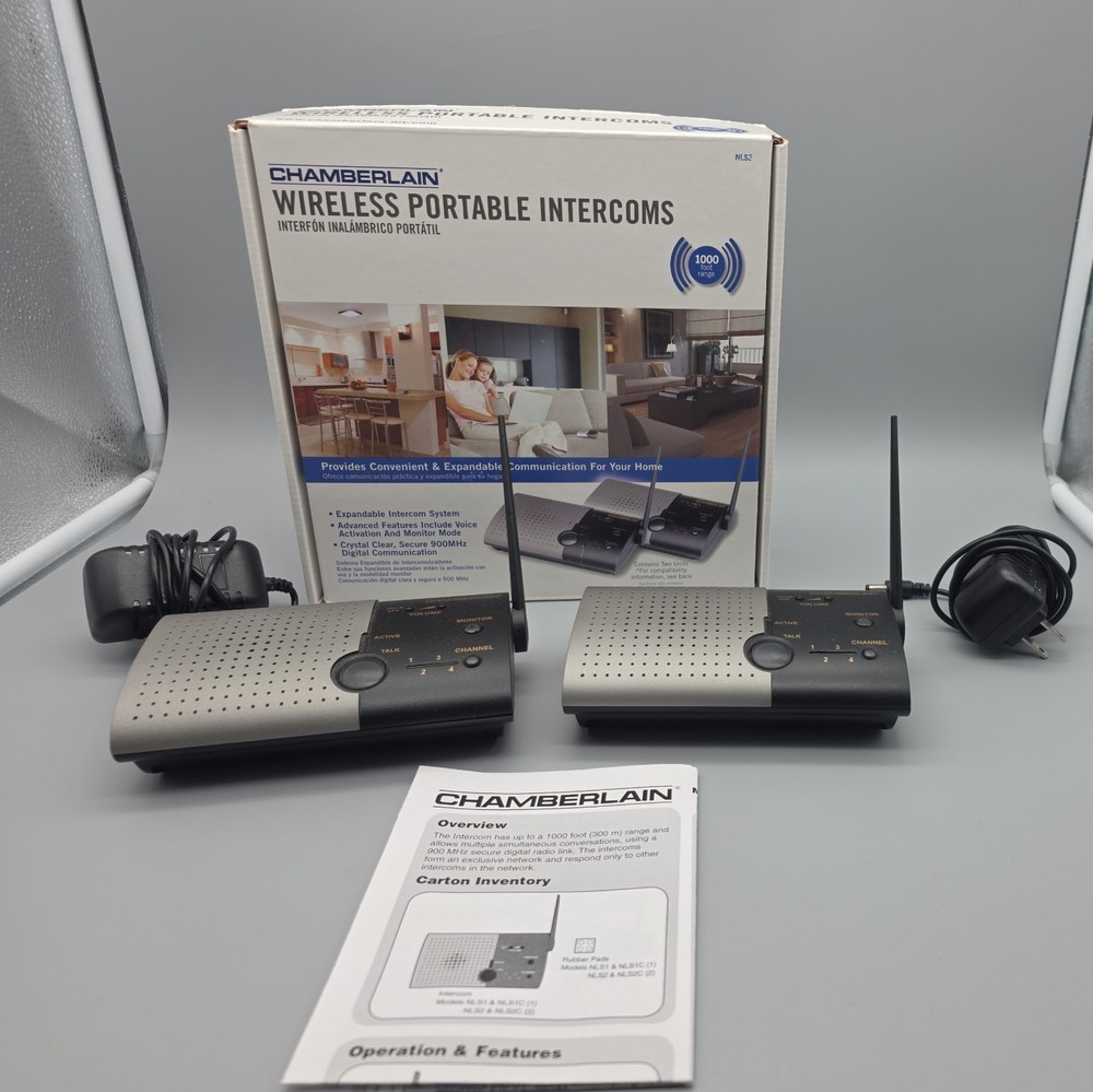 Chamberlain NLS2 Wireless Portable Intercom Double Unit 900 MHz Communication