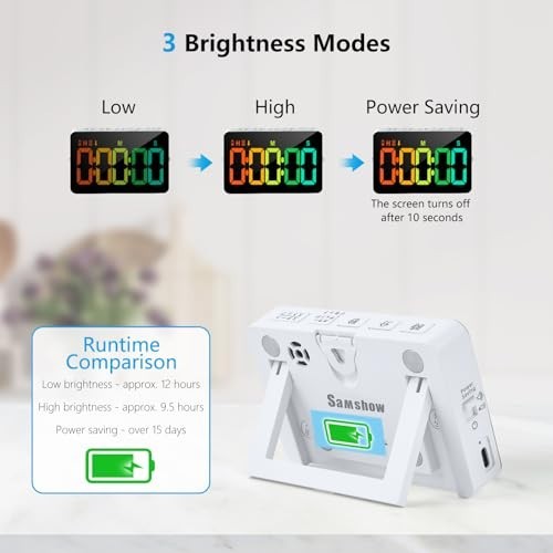 2 Packs Rechargeable Digital Kitchen Timer - RGB Color, Magnetic Countdown Timer