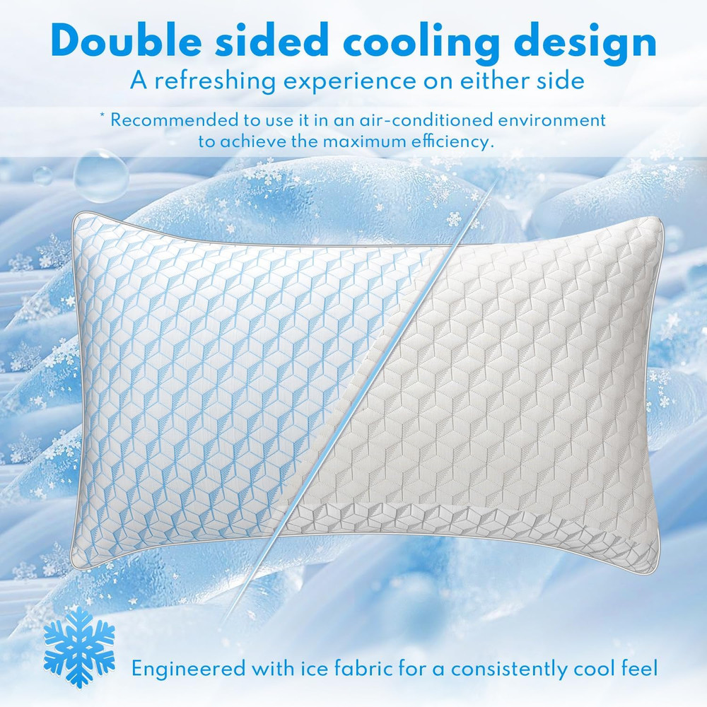 Bed Pillows Queen Size for Sleeping - Breathable Cooling Down Alternative Soft P