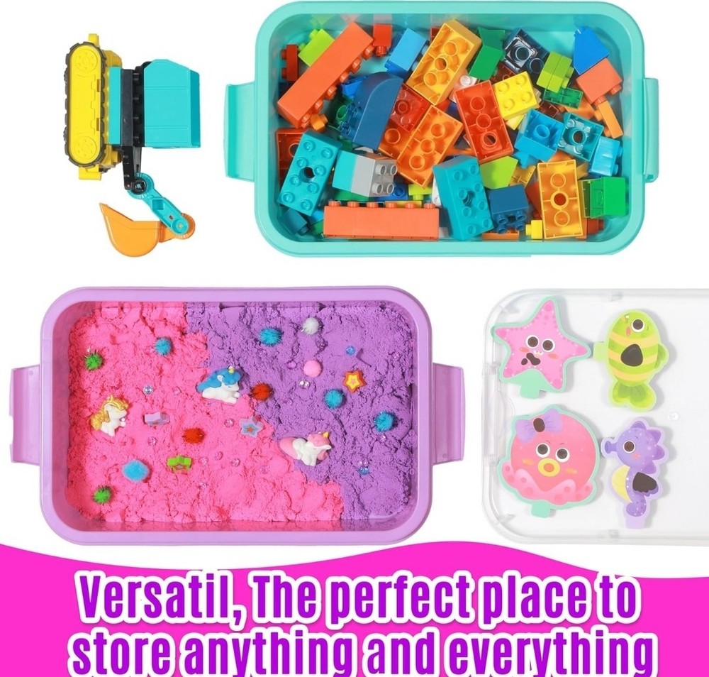 3 Pack,Empty Sensory Bin,13.5 Inch Storage Container,Portable Plastic Storage...