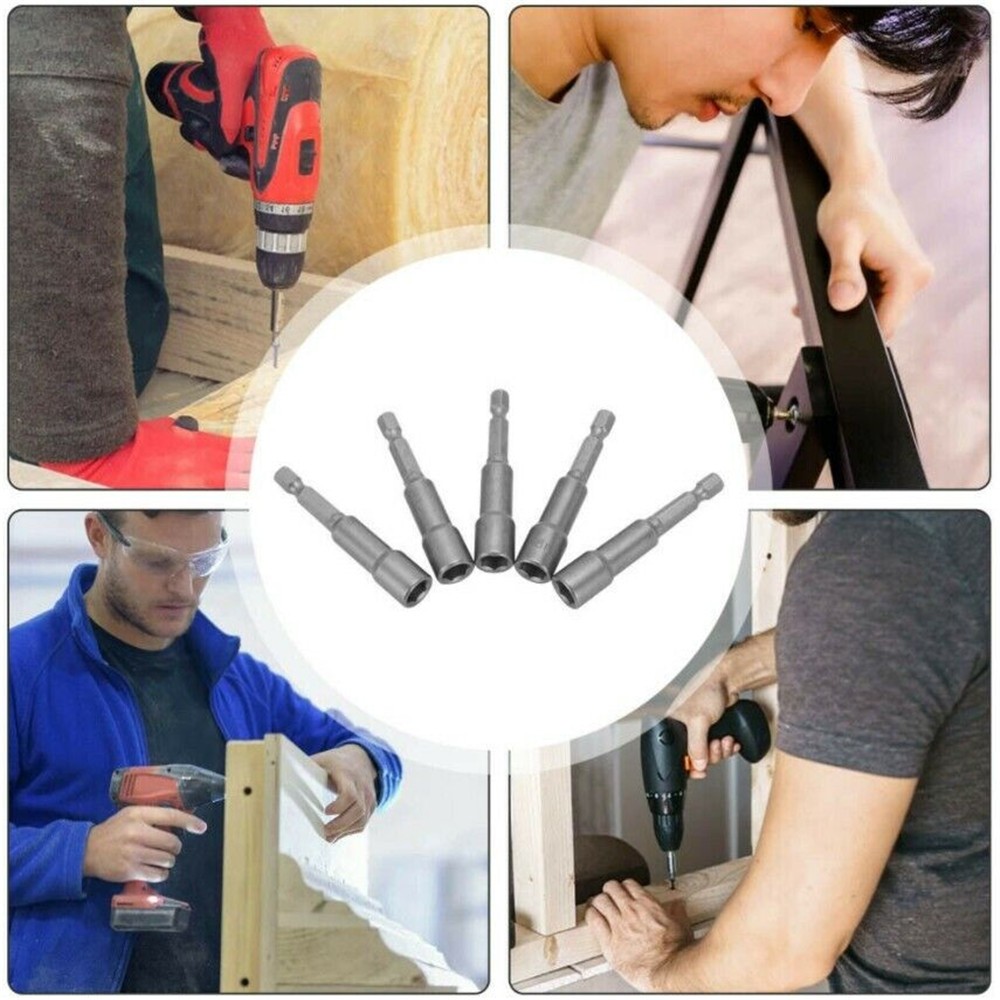 5Pcs Chrome Vanadium Steel Screwdriver Drill Bit Nut Setter Roofing Cladding