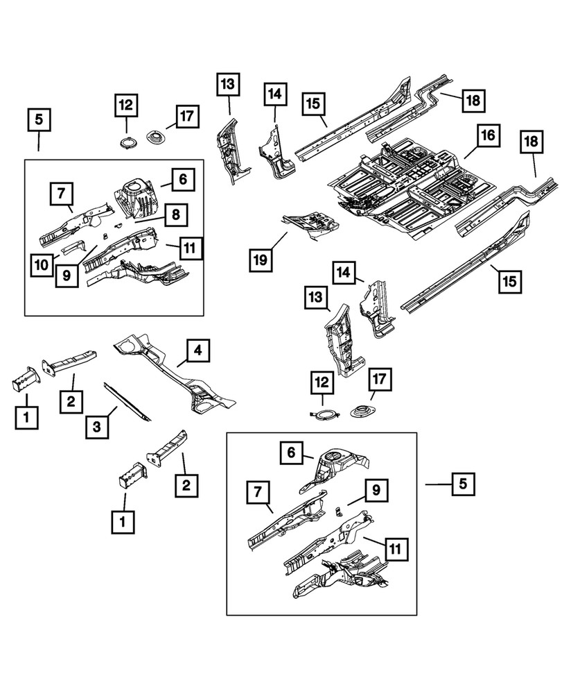 Genuine Mopar Frame Side Rail Right 68091438AA