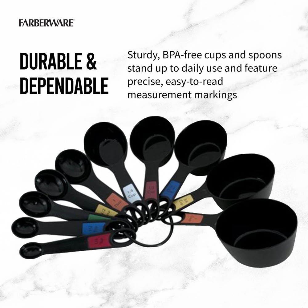 Professional 10 Piece Plastic Nesting Measuring Cup and Spoon Set