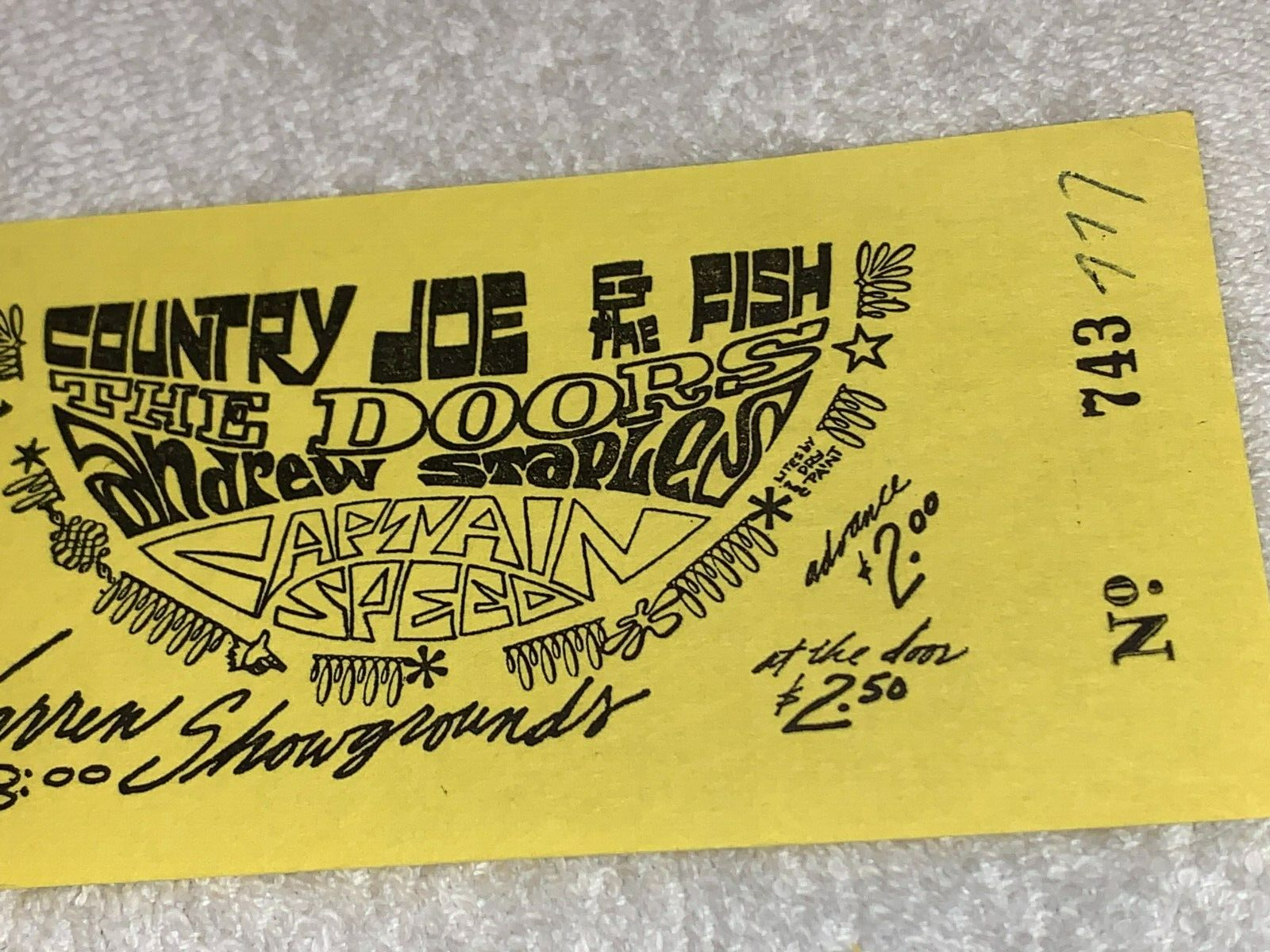 THE DOORS ORIGINAL 1967 UNUSED TICKET JIM MORRISON SANTA BARBARA Ephemera USA