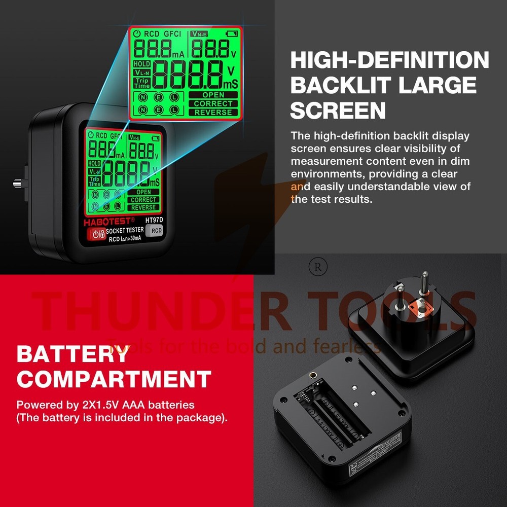 Thunder Tools HABOTEST HT97D Digital Socket Tester Voltage Test
