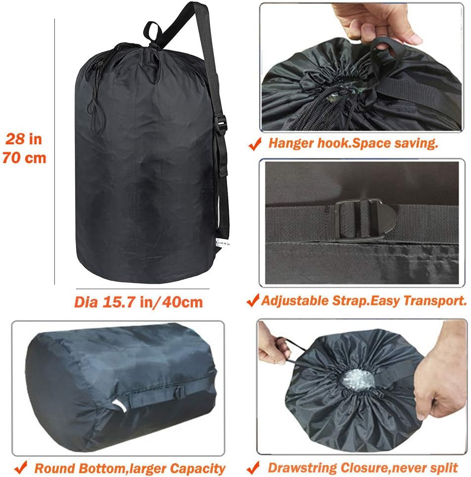 2 Pack Washable Laundry Bag with Strap, Laundry Backpack with Drawstring, Combin
