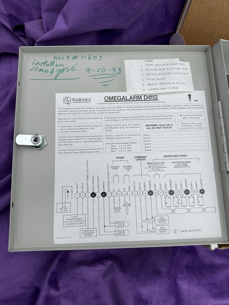Radionics Omegalarm D4112 E1 Alarm Control Panel Used