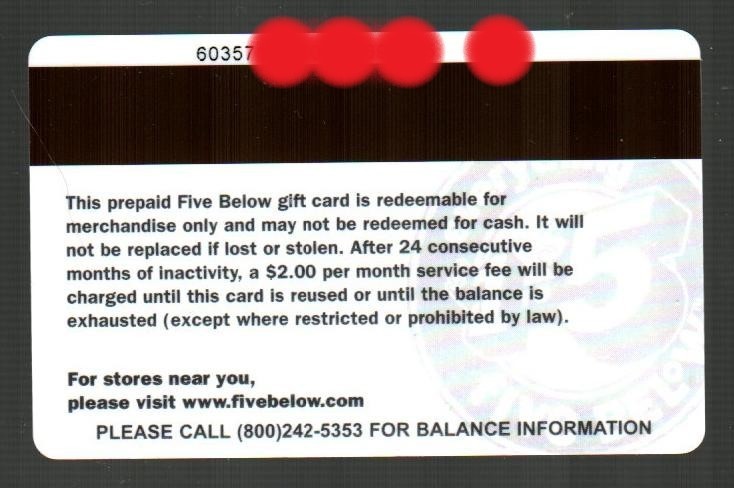 FIVE BELOW Chill, Collectible Gift Card ( $0 )