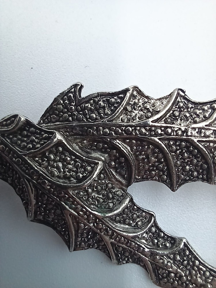 Vintage Marcasite Two Leaf Brooch Pin