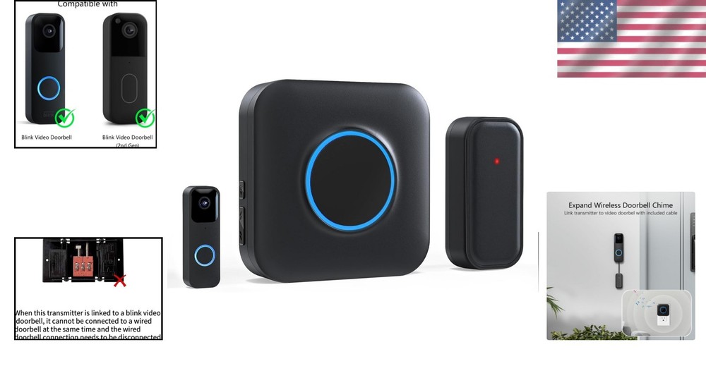 Blink Video Doorbell Chime Extender – 656ft Coverage, 1 Extender & Receiver Set