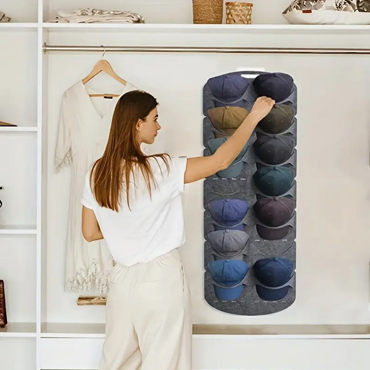 Felt Hat Organizer Holds 14 Hanging Cap Holder