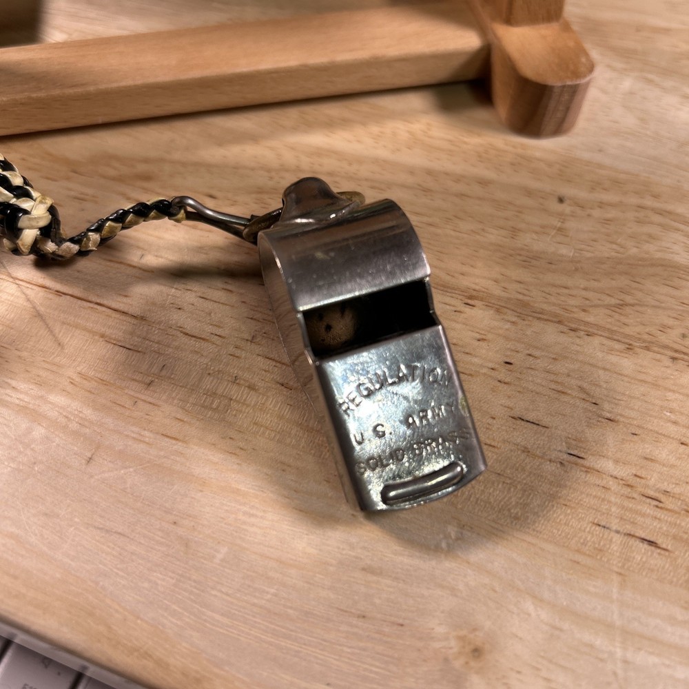 VINTAGE REGULATION U. S. ARMY SOLID BRASS WHISTLE CORK BALL