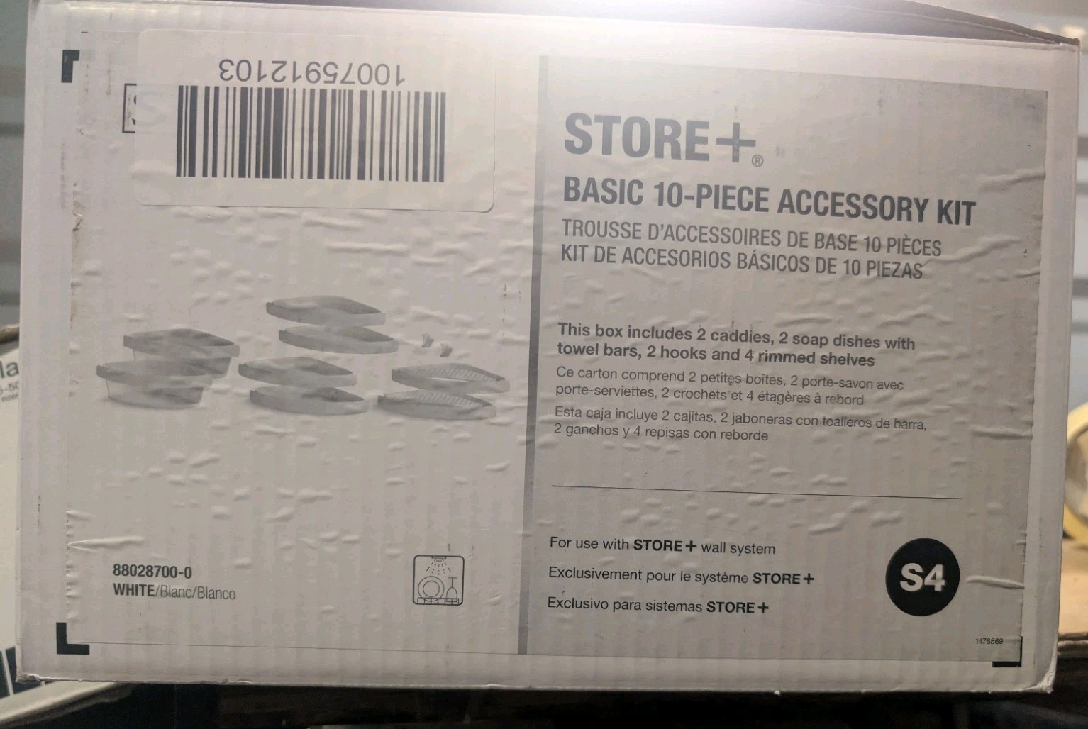 Sterling Store+ Basic 10-Piece Shelf Bin Caddy Accessory Kit in White 88028700-0