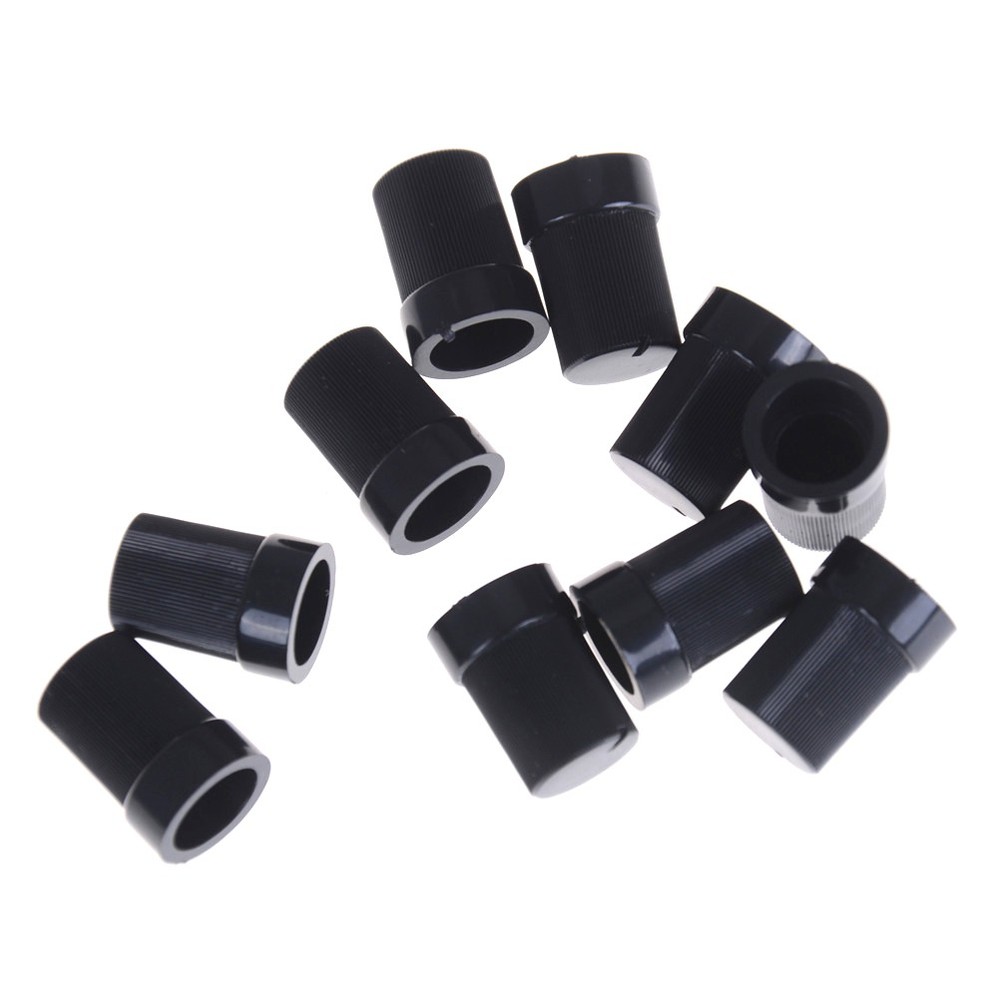 10 Pcs Black Plastic Potentiometer Rotary Control Knobs Caps for 6mm Dia -y-