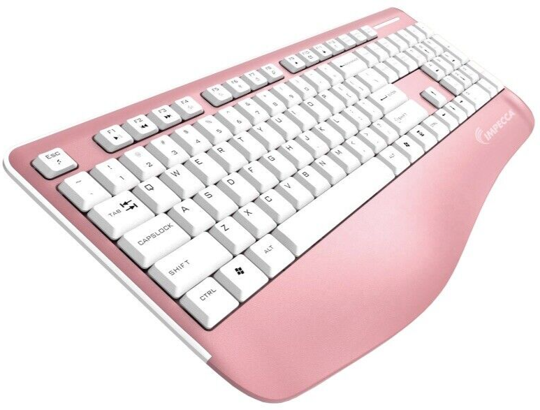 IMPECCA Wireless Multimedia Keyboard & Mouse With Ergonomic Palm-Rest, Pink
