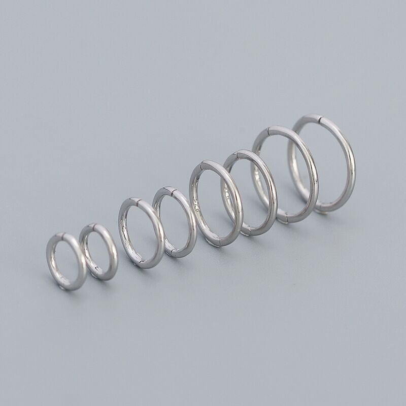 925 Sterling Silver Solid Hinged Segment Hoop Ring Sleeper Lip Nose Ear Piercing