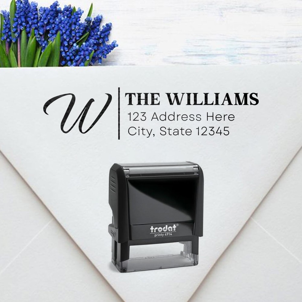 Custom Initial and Name Address Stamp: Personalized Self-Inking Stamp | 4914