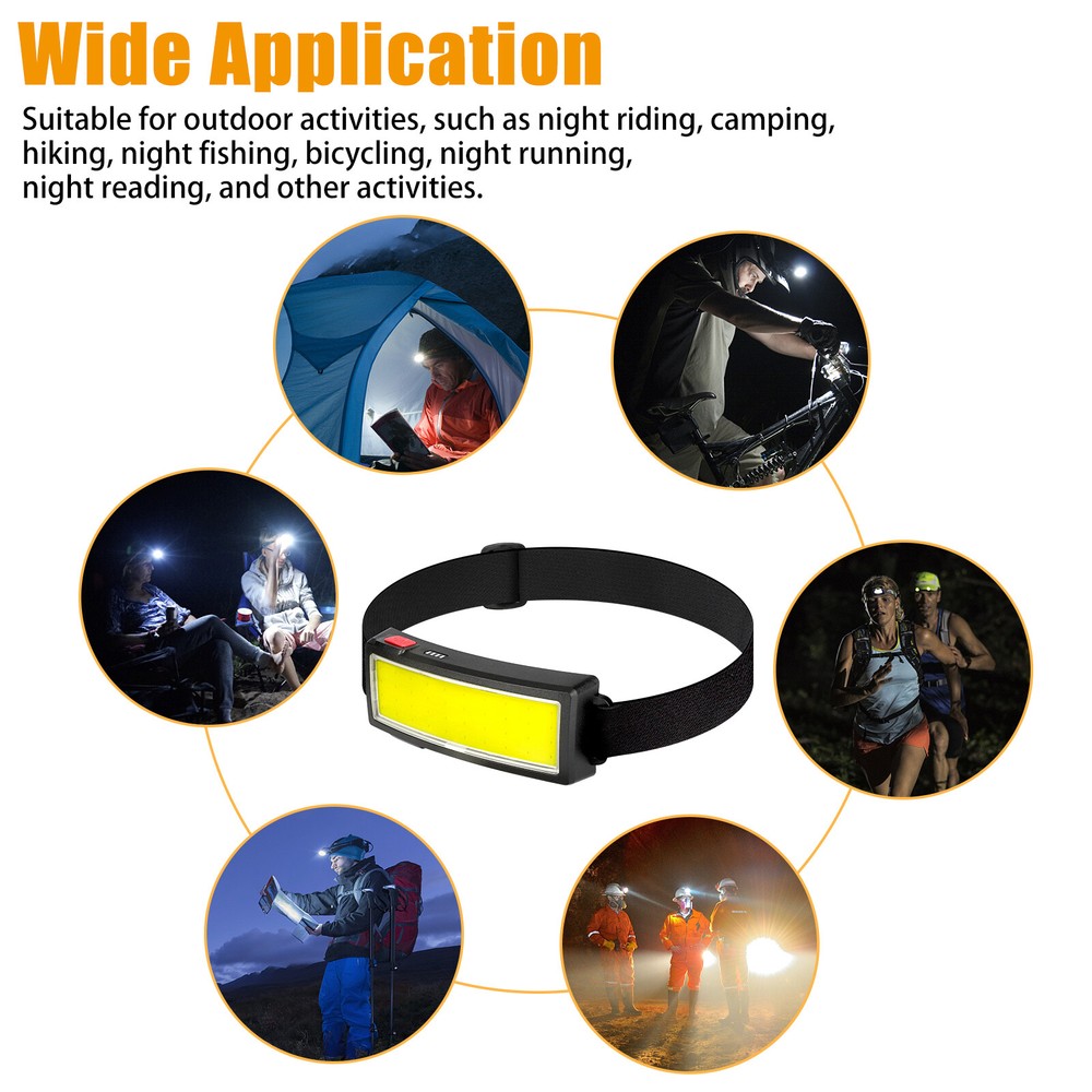 USB Rechargeable COB LED Headlamp Headlight Torch Work Light Camping Lamp