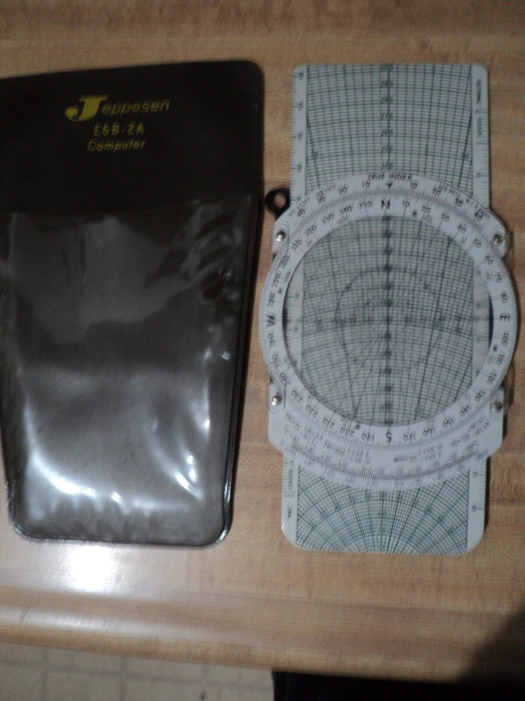 Jeppesen Metal E6B-2A Flight Computer w case +PN-2 Pocket Plotter + F P Denault