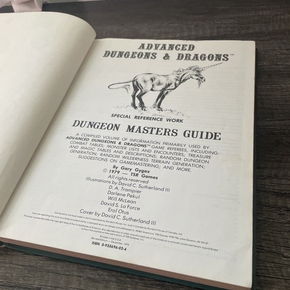 Offical Advanced Dungeon & Dragons Dungeon Masters Guide 1979 Revised Gygax