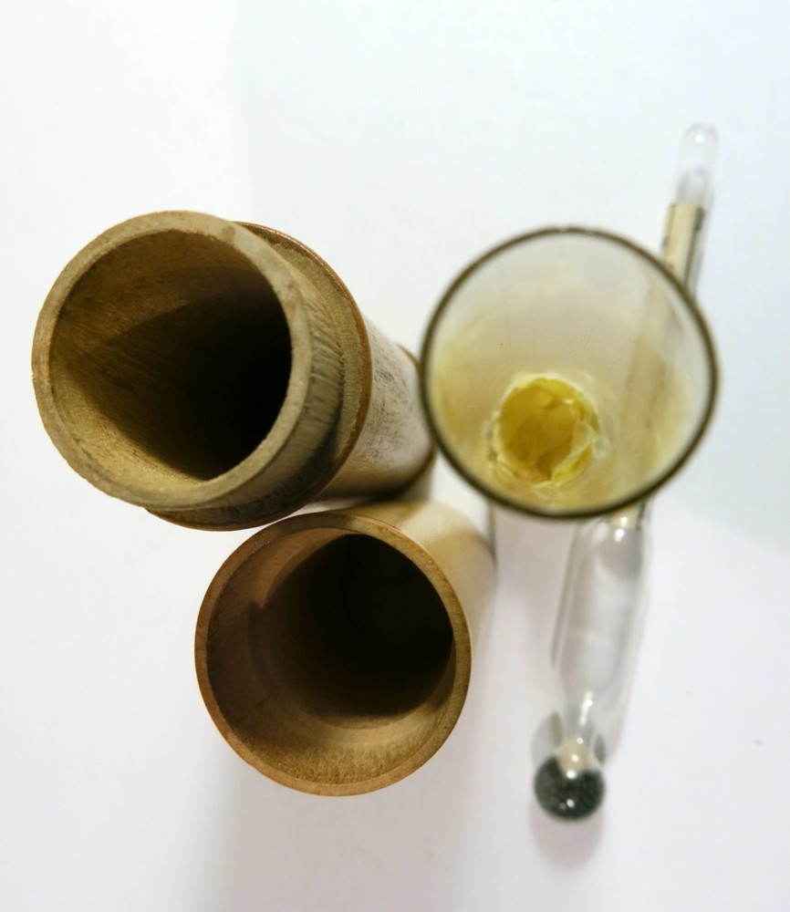 Antique Hydrometer in Turned Solid Maple Two-Part Storage Tube — Refinished