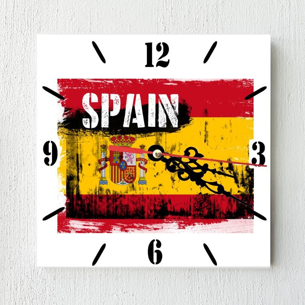 Spain Flag Wall clock patriots CERAMIC Tile Watch Support Décor