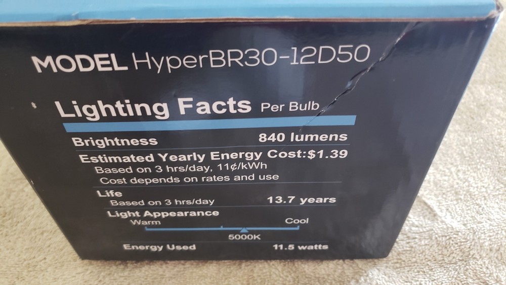 Hyperikon BR30-12D50 LED Bulbs 5000k 6 pack
