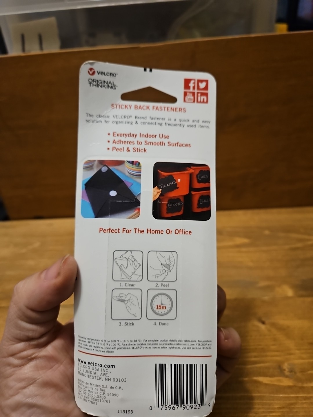 VELCRO(R) Brand STICKY BACK Squares 7/8" 32 Pack White - New Sealed - N1