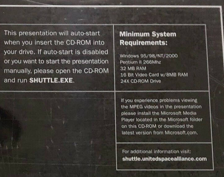 SPACE SHUTTLE FIRST 100 FLIGHTS SEALED OBSOLETE & HTF COMPUTER DISC CD-ROM