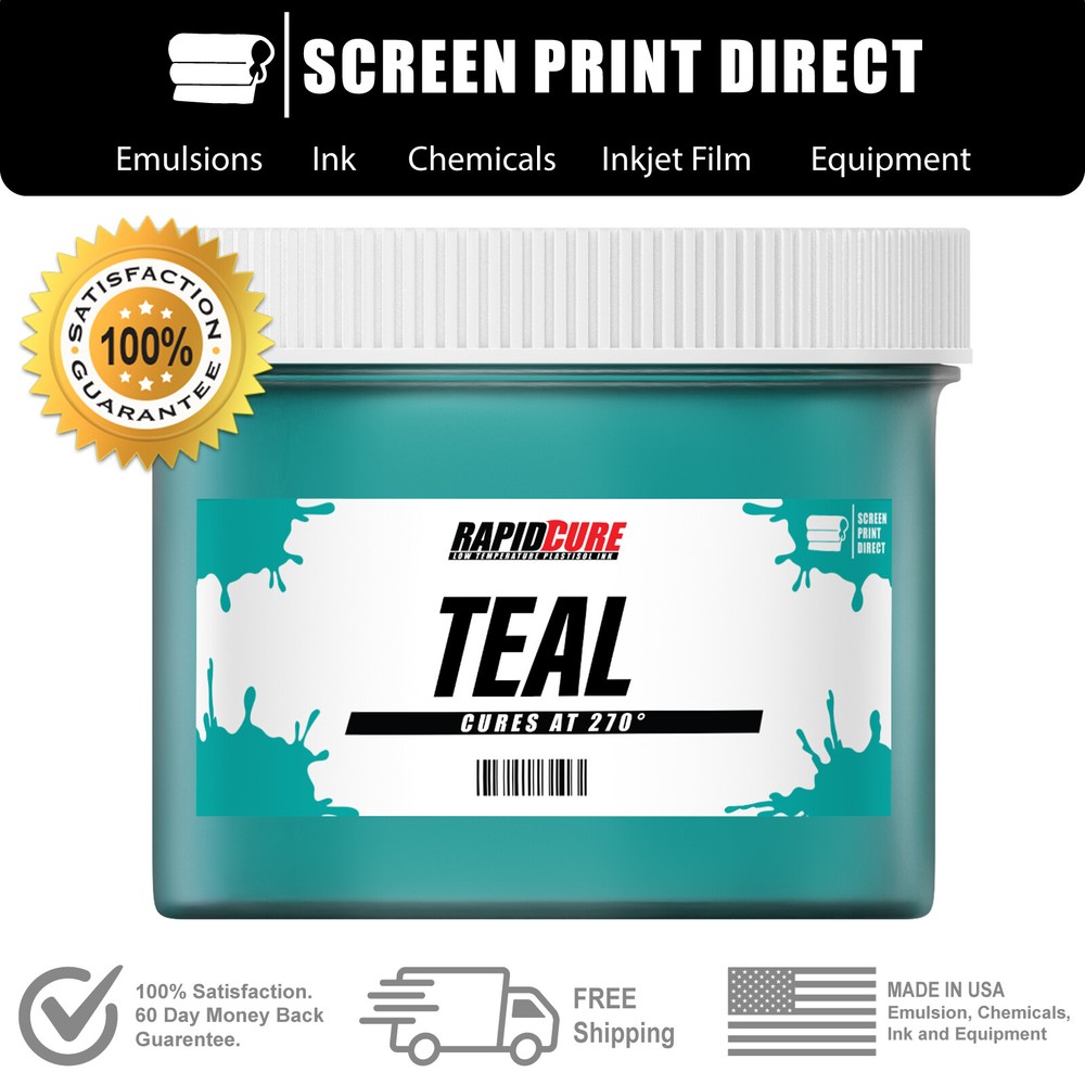 Teal Plastisol Ink For Screen Printing - Low Temp Cure 270F - 1 Pint