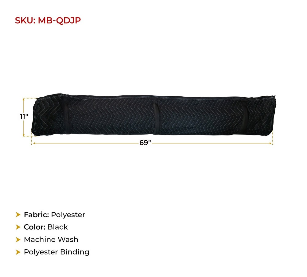 4 Pack 69"x11" Polyester Quilted Door Jamb Protector Pad w/ Hook and Loop Straps
