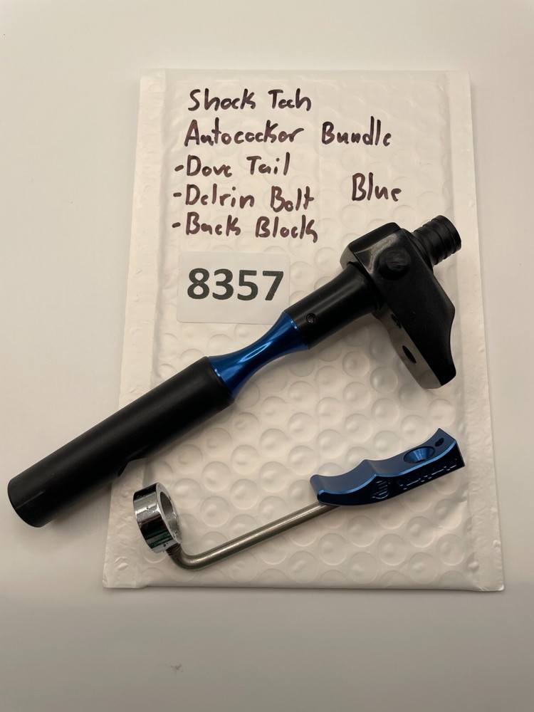 Shock Tech Autococker Bundle Blue -Dove Tail -Delrin Bolt -Back Block