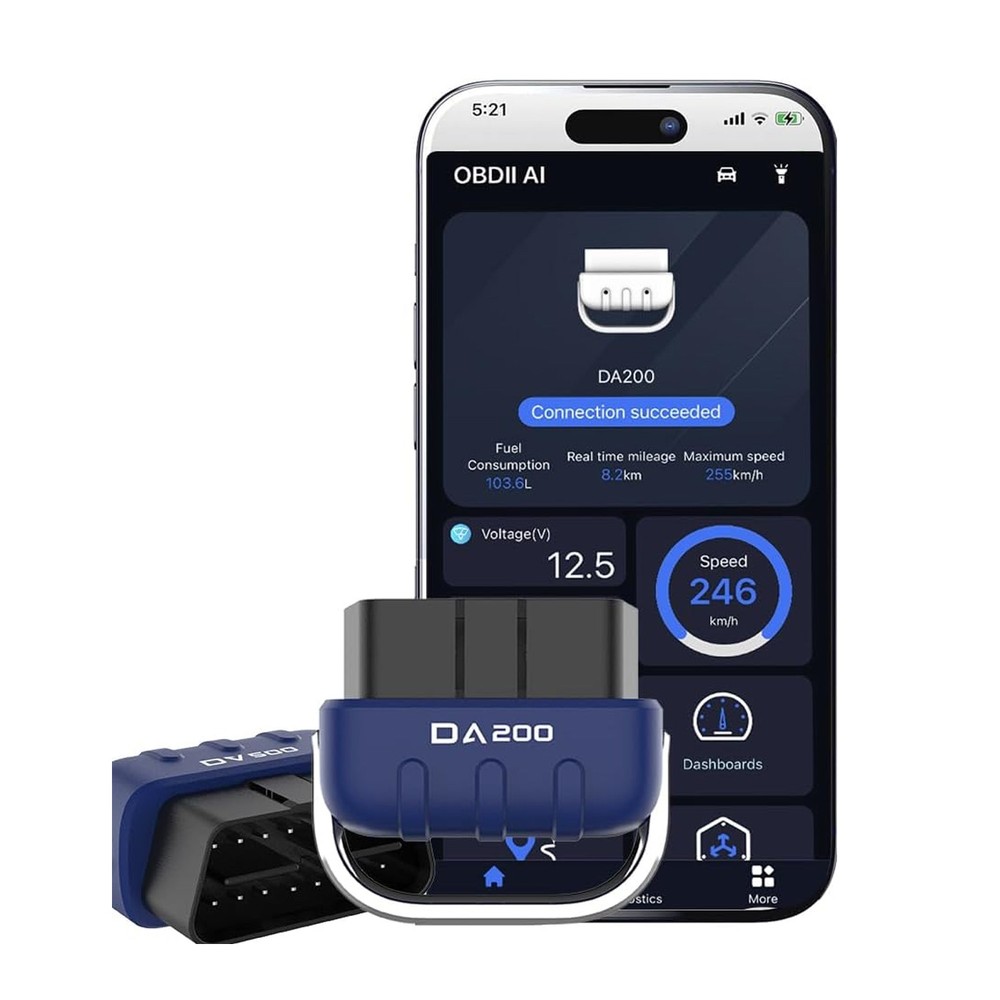 OBD2 Scanner Bluetooth, Unique AI Solutions,Carbon Deposition,Code Reader DA200
