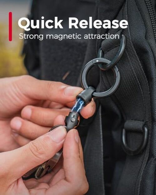 Magnetic Quick Release Keychain – One-Hand Detachable Black 2 Pack(ti Alloy)