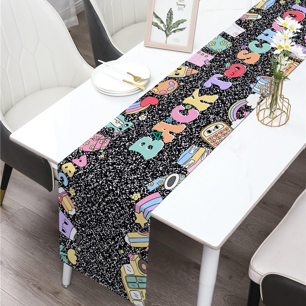 Back To School Table Runner Composition Notebook Design Party Decoration