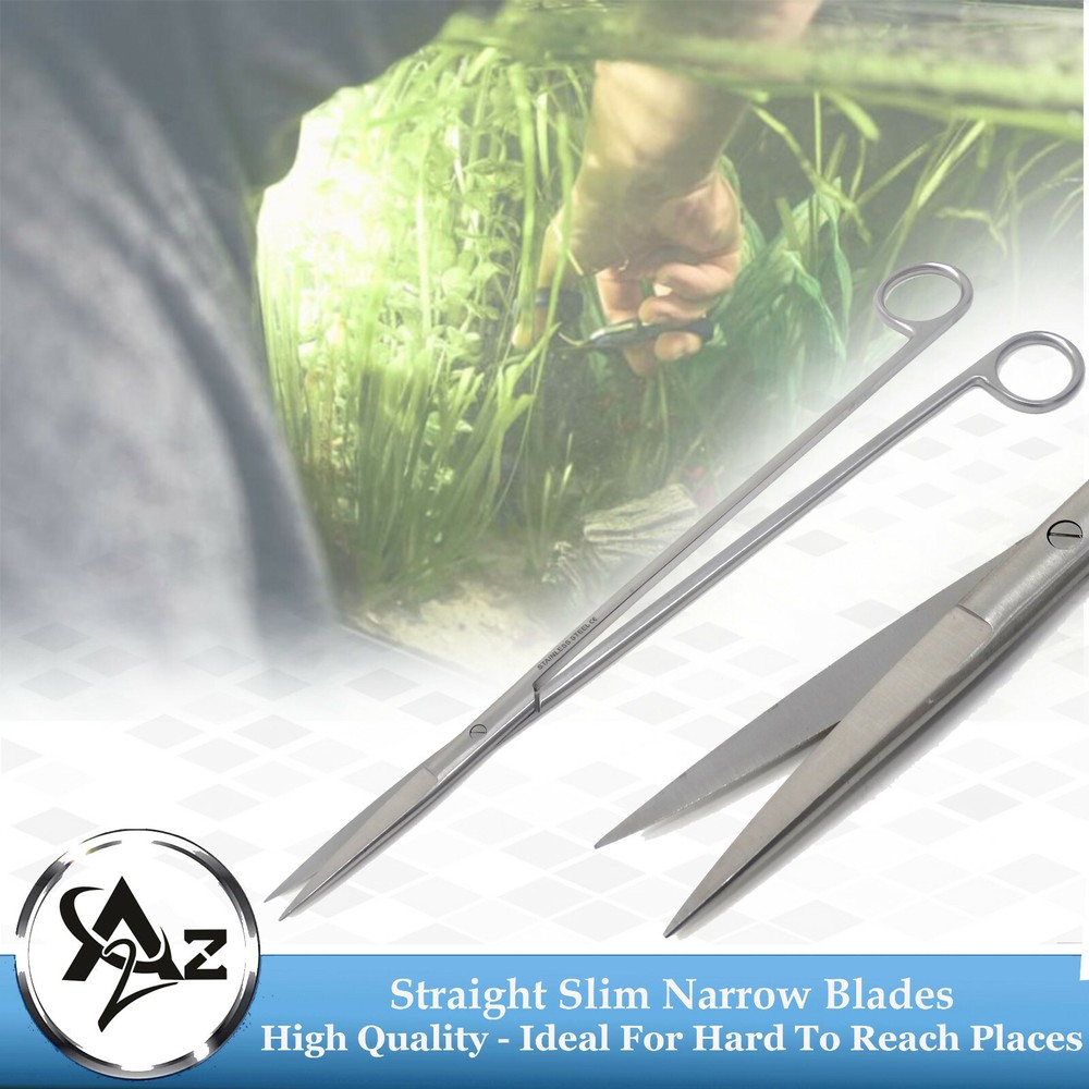 Long Handle Aquascaping Fish Aquarium Cleaner Scissors Straight 12" Sharp/Sharp