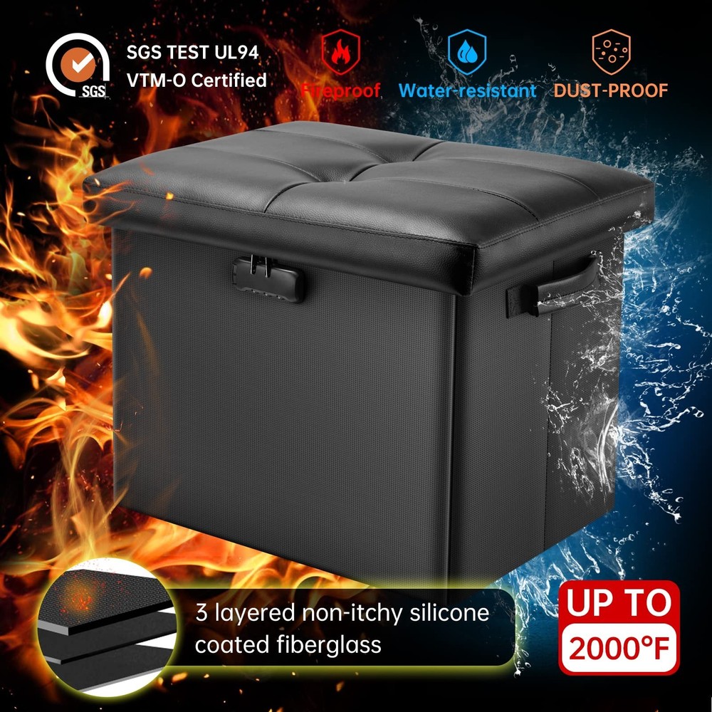 DocSafe Storage Ottoman+Battery Organizer Storage Box